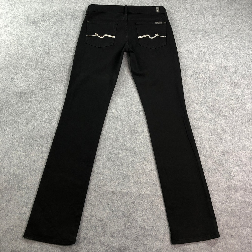 7 For All Mankind Womens Jeans 28x34 (fits 30x34) Straight Leg Black Made in USA